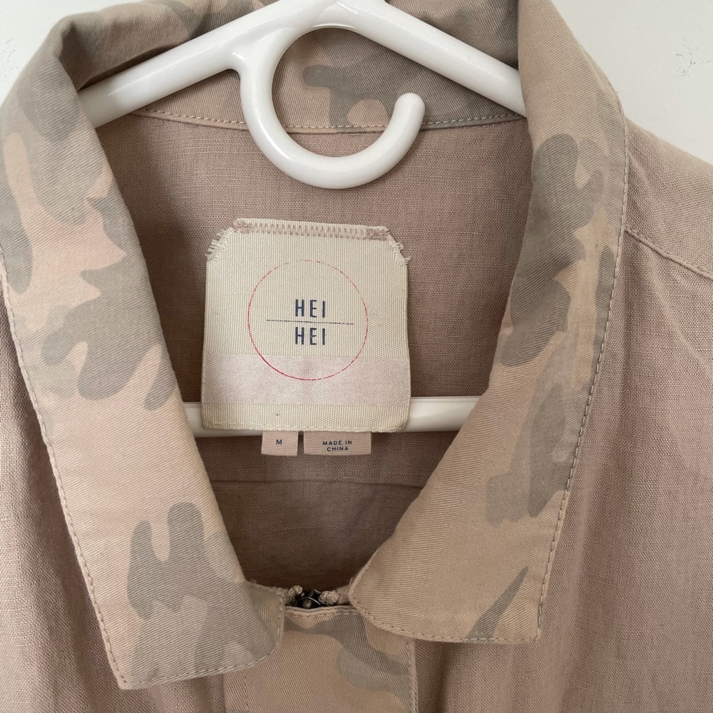 Anthropologie Hei Hei Khaki Camouflage Bomber Jacket M - Picture 4 of 6